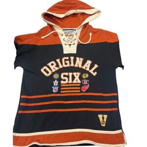 Old Time Hockey Rafters Lace Up Hoodie Original Six Long Sleeve S